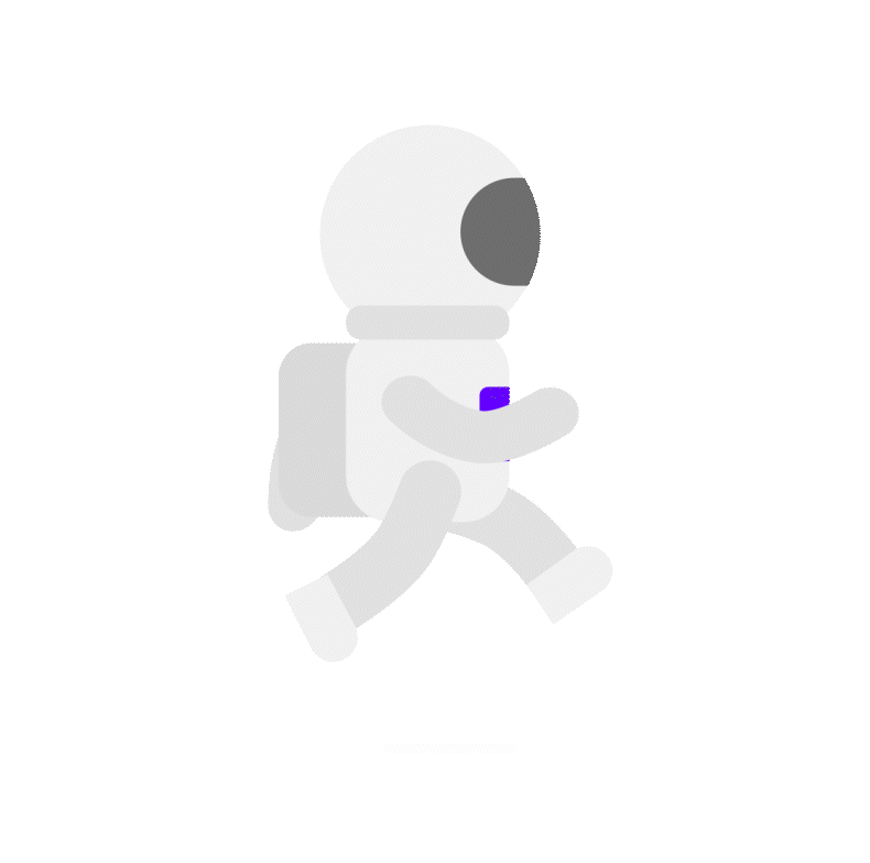 An animation of an astronaut running in space
